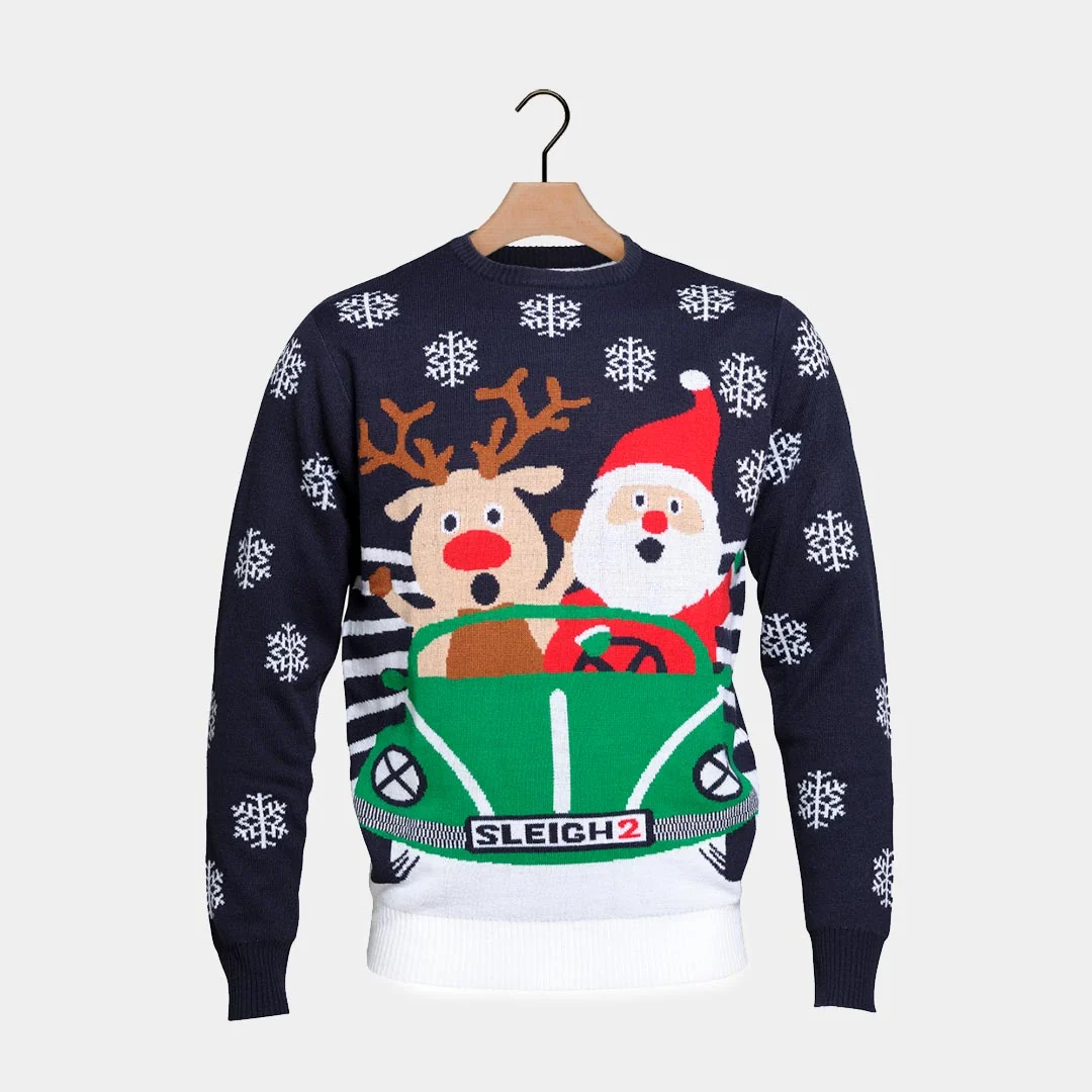 Jersey de Navidad Mujer Reno y Papá Noel conduciendo - Imagen 4
