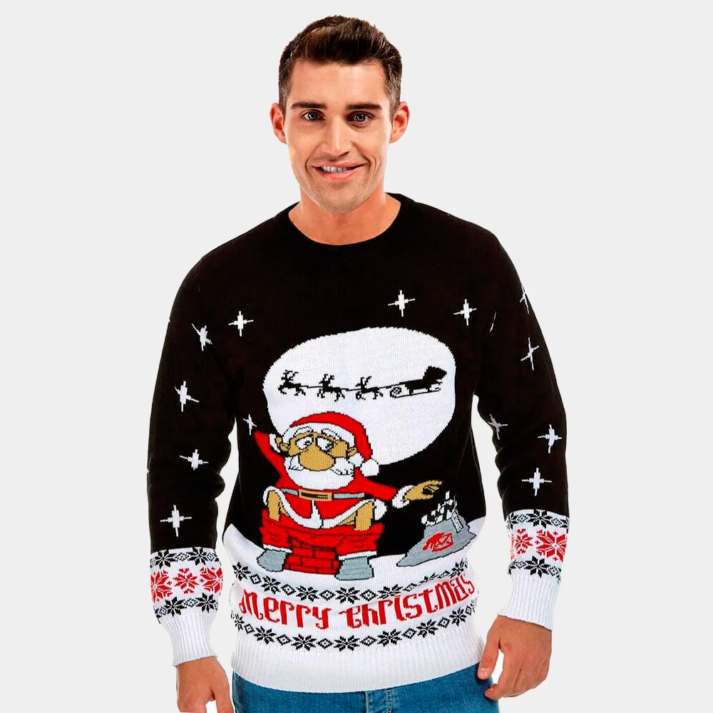 Jersey de Navidad para Hombre Santa Descargando - Imagen 5