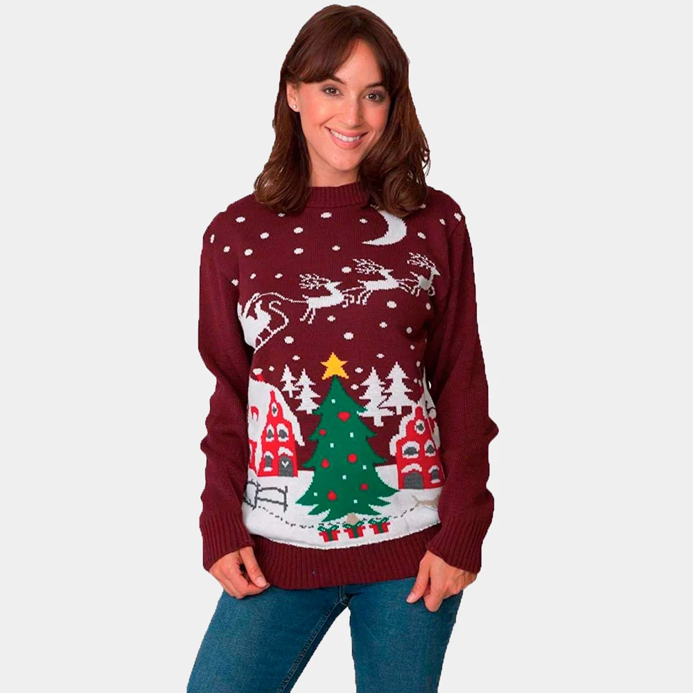 Jersey de Navidad para Mujer Santa en Trineo y Árbol de Navidad - Imagen 3