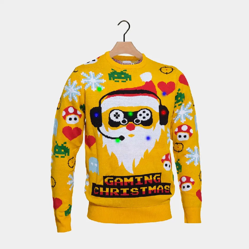 Jersey Navideño con Luces LED para Hombre Santa Gamer - Imagen 5