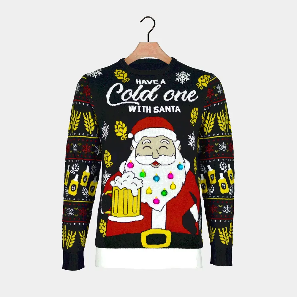 Jersey de Navidad con Luces LED Parejas Santa con Cerveza - Imagen 8