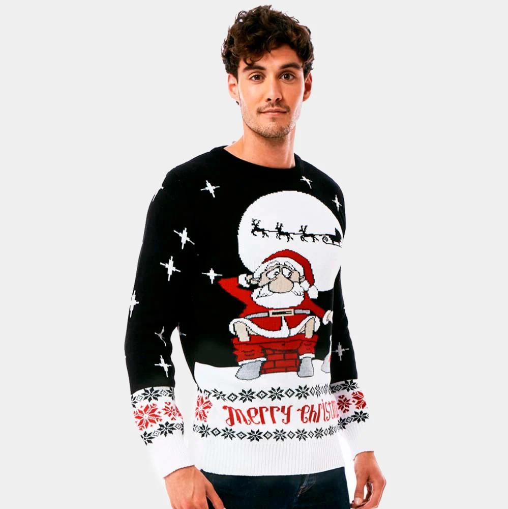 Jersey de Navidad para Hombre Santa Descargando