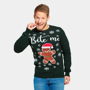 Jersey de Navidad para Hombre Bite Me Gingerbread