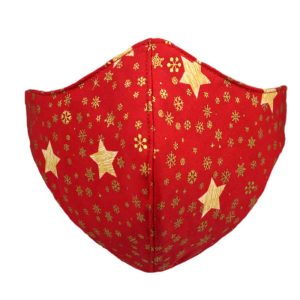 Mascarilla Navideña Roja con Estrellas Doradas