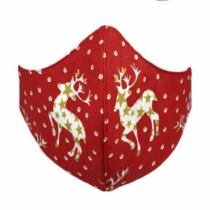 Mascarilla Navideña Roja con Renos Grandes