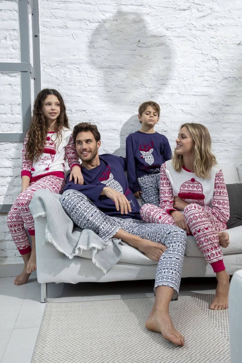 Pijama de Navidad Reno Winter Is Coming Niños Azul Marino - Imagen 6