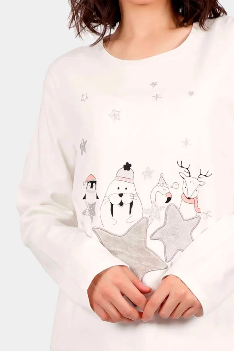 Pijama de Navidad Hello Winter Blanco y Gris Mujer - Imagen 5