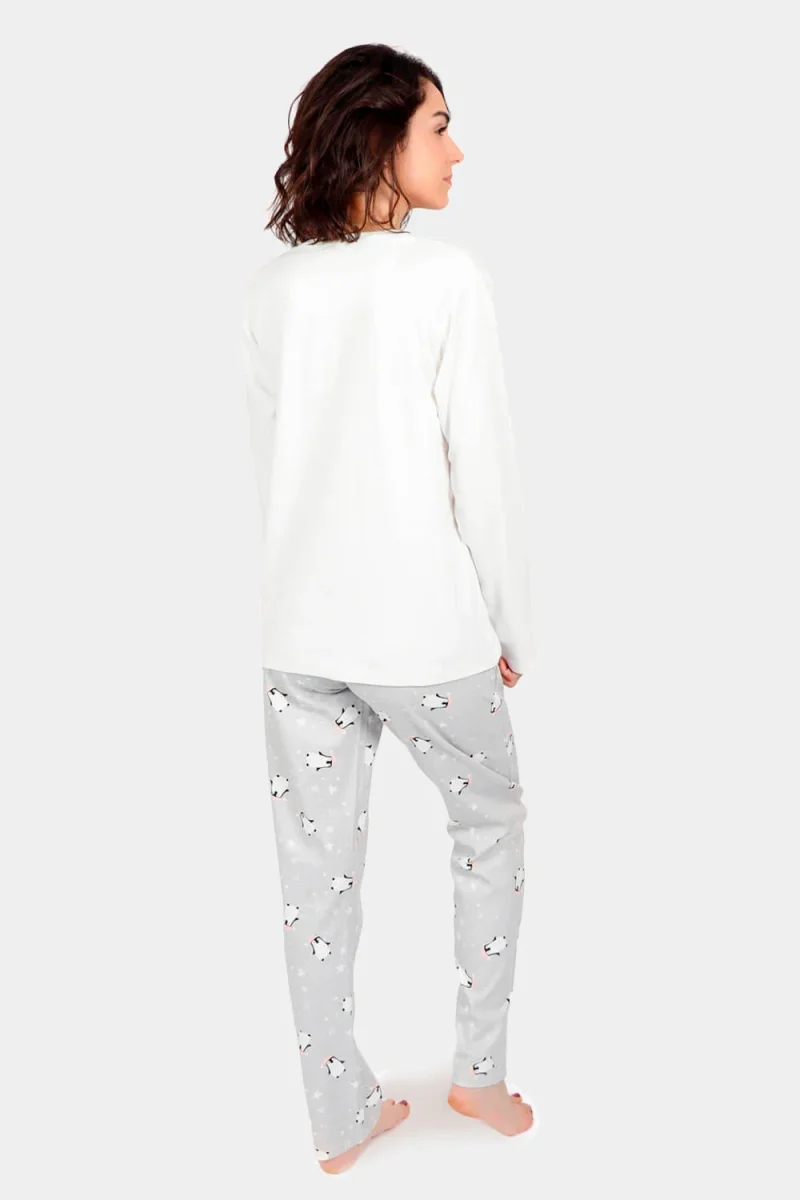 Pijama de Navidad Hello Winter Blanco y Gris Mujer - Imagen 4