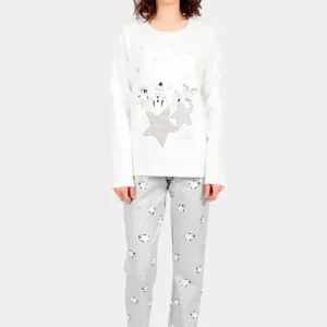 Pijama de Navidad Hello Winter Blanco y Gris Mujer