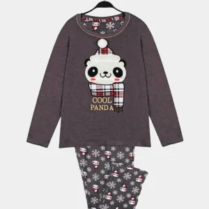 Pijama de Navidad Niña Gris Cool Panda