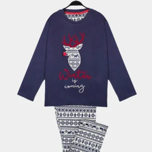 Pijama de Navidad Reno Winter Is Coming Niños Azul Marino