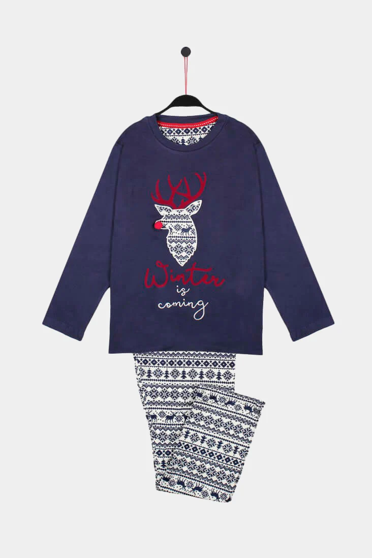 Pijama de Navidad Reno Winter Is Coming Niños Azul Marino