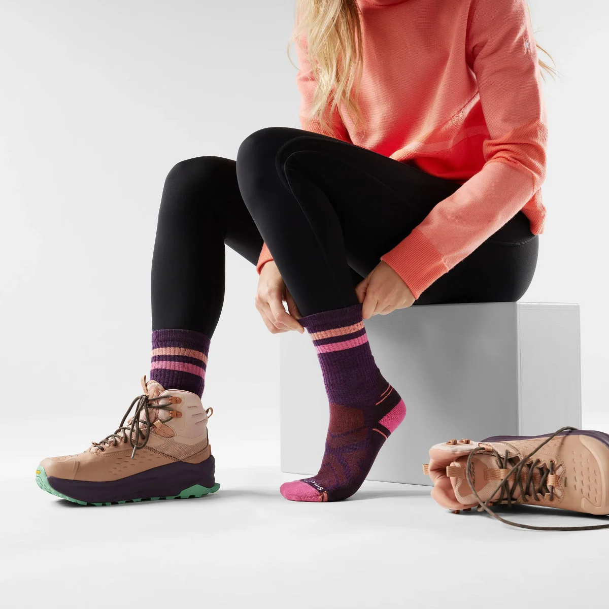 Wandersocken Light Cushion Crew mit Tube Stripe-Print für Damen - Imagen 3