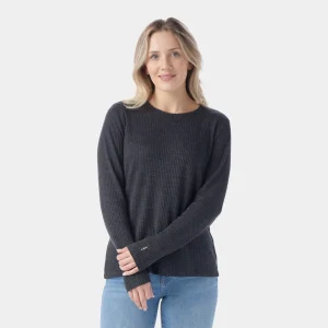 Camiseta de canalé con cuello redondo Thermal Merino para mujer