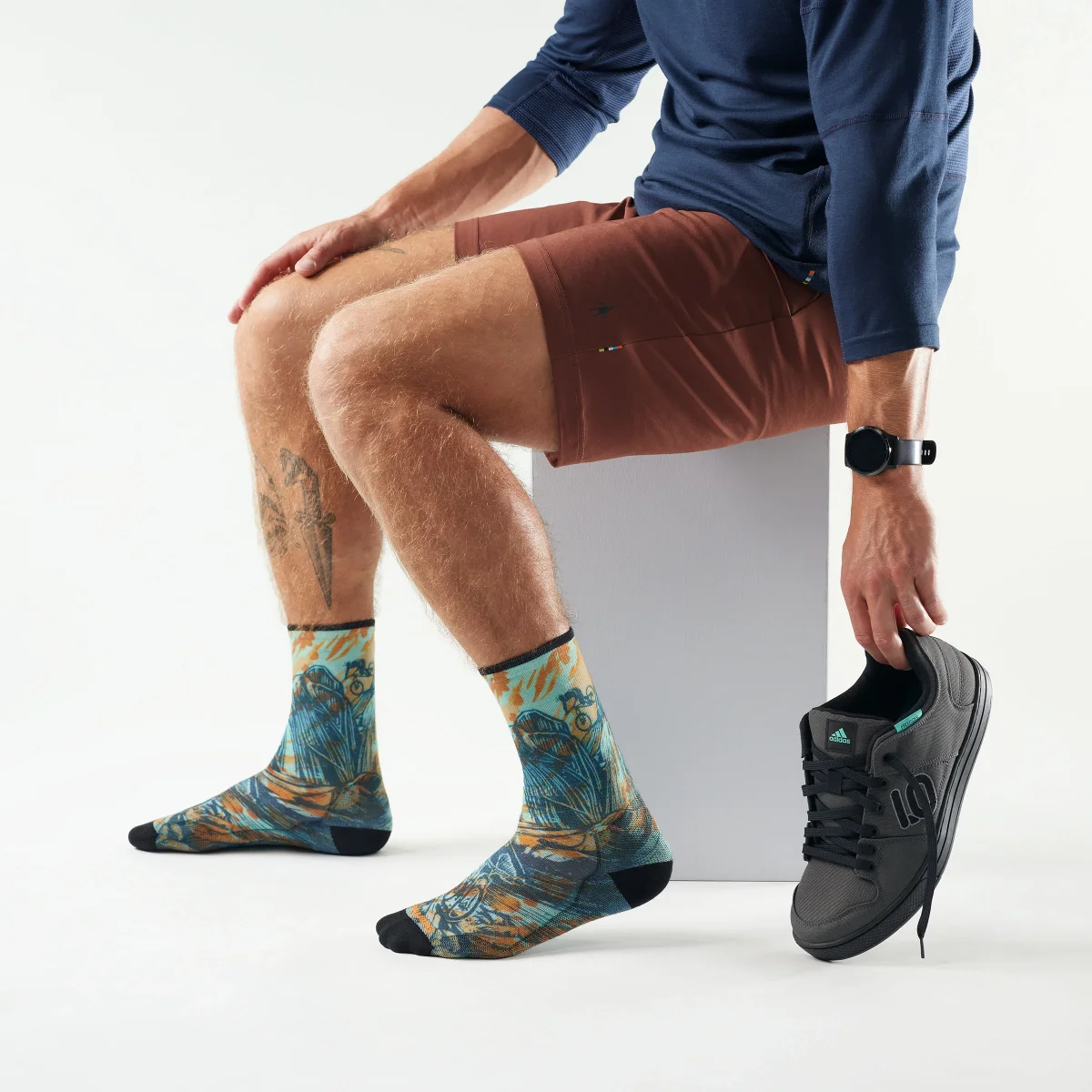 Zero Cushion Crew Fahrradsocken mit Rugged Ride Print - Imagen 3