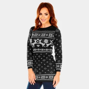 Vestido Navideño para Mujer Negro con Renos