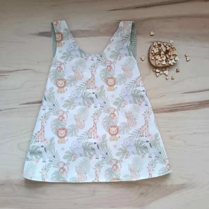 Vestido cruzado animales de la selva| reversible y 100% algodón