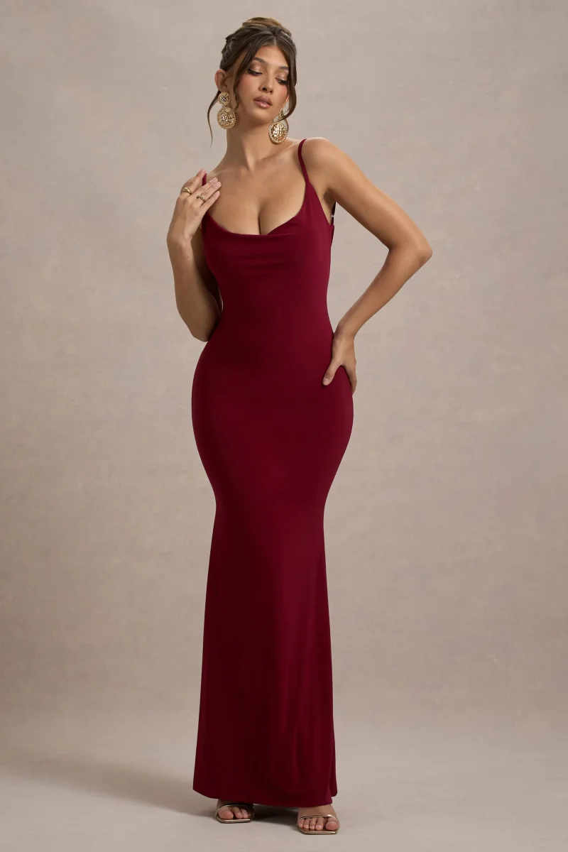Francoise | Vestido largo ajustado con detalle de encaje en la espalda y tirantes finos - Imagen 8