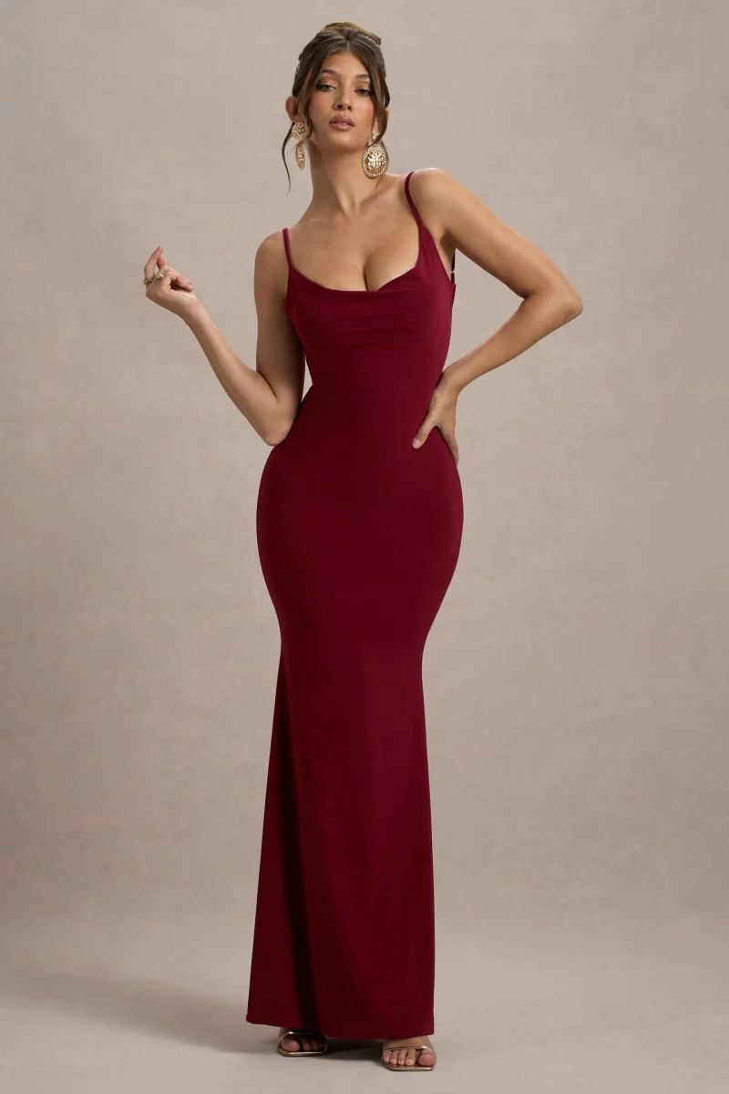 Francoise | Vestido largo ajustado con detalle de encaje en la espalda y tirantes finos - Imagen 5