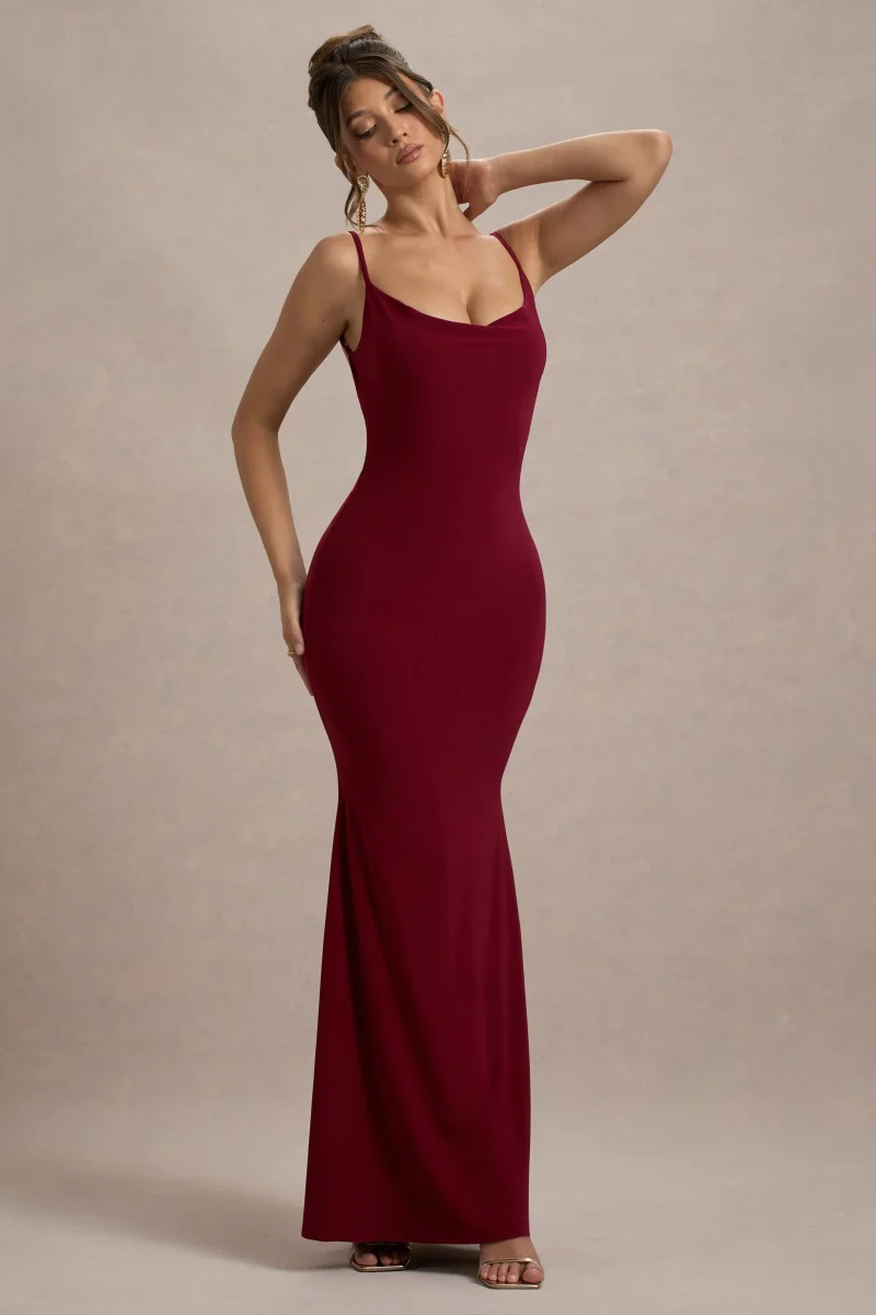 Francoise | Vestido largo ajustado con detalle de encaje en la espalda y tirantes finos - Imagen 6