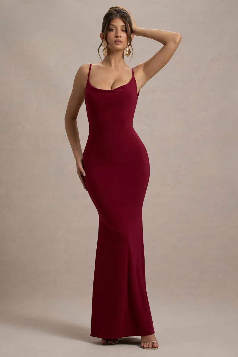 Francoise | Vestido largo ajustado con detalle de encaje en la espalda y tirantes finos - Imagen 7
