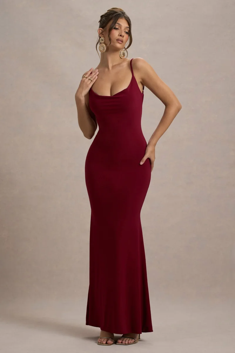 Francoise | Vestido largo ajustado con detalle de encaje en la espalda y tirantes finos - Imagen 3