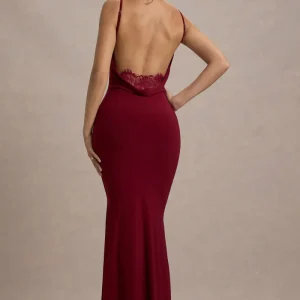 Francoise | Vestido largo ajustado con detalle de encaje en la espalda y tirantes finos
