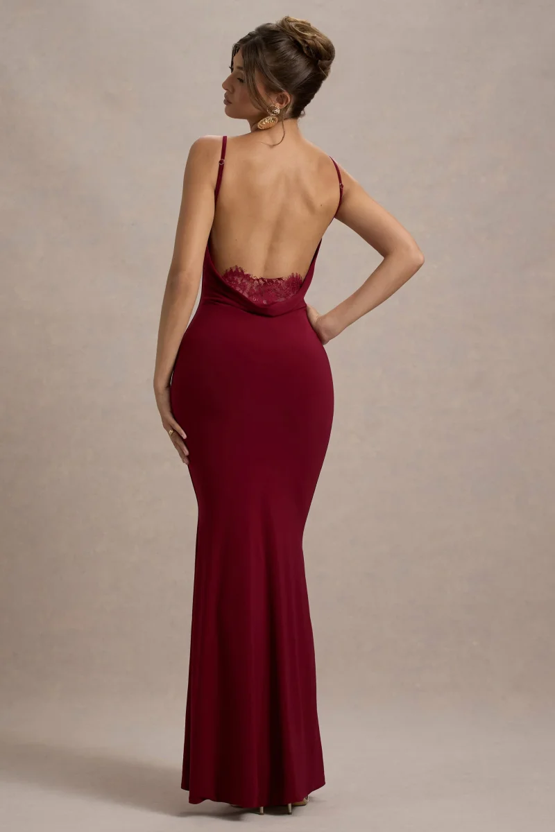 Francoise | Vestido largo ajustado con detalle de encaje en la espalda y tirantes finos - Imagen 2