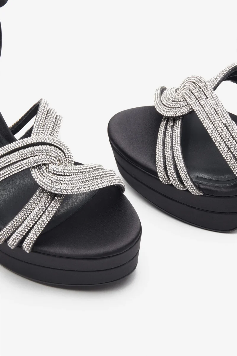 Doll Drama | Sandalias de Plataforma negros con detalle de tiras de brillantes - Imagen 7