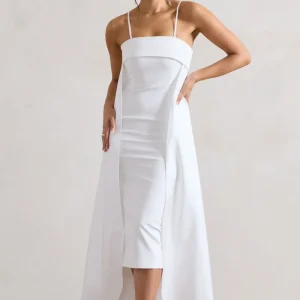 Save The Date | Vestido Midi Bandeau con Cola Crema