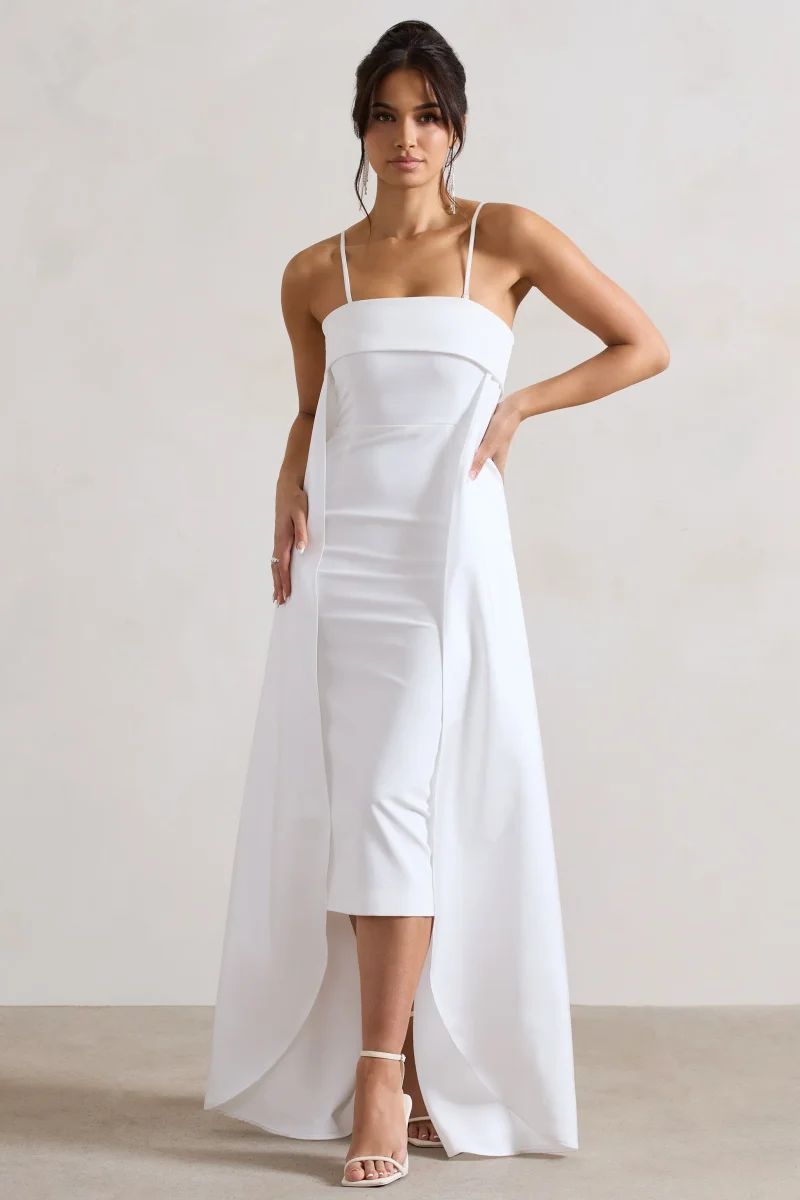 Save The Date | Vestido Midi Bandeau con Cola Crema - Imagen 2