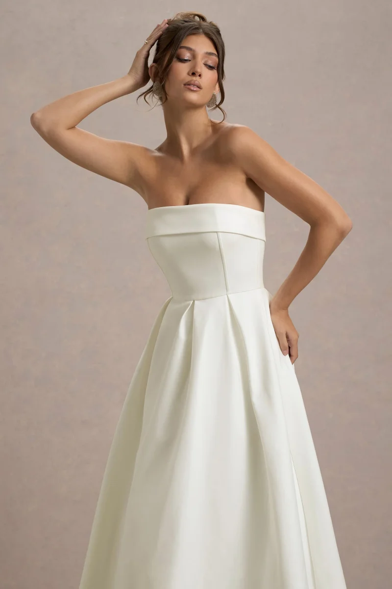 Annalise | Vestido Midi en blanco roto y falda plisada - Imagen 6