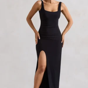 Kate | Vestido largo negro con escote cuadrado y espalda abierta