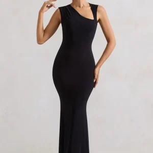 Behind The Scenes | Vestido largo Negro asimétrico con Aberturas