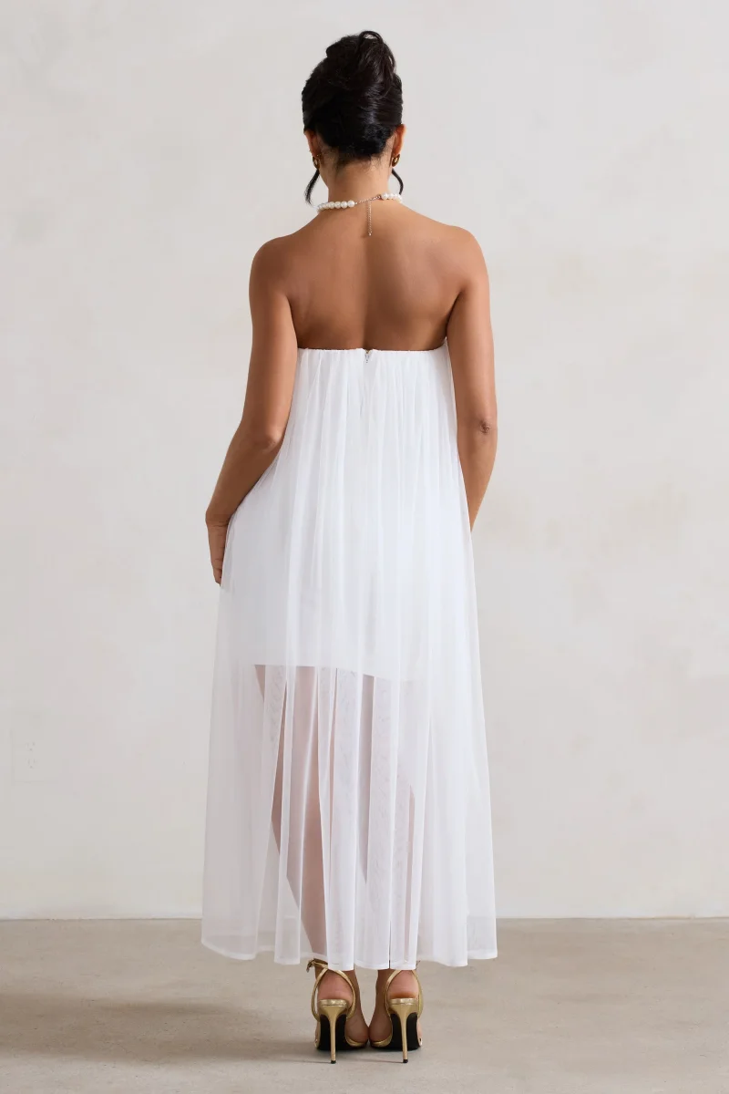 Dreamland | Vestido corto blanco con tul y escote corazón - Imagen 3