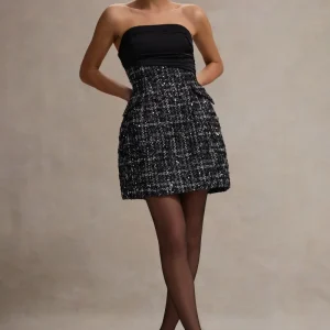 Park Avenue | Vestido corto Ajustado de Bouclé Negro
