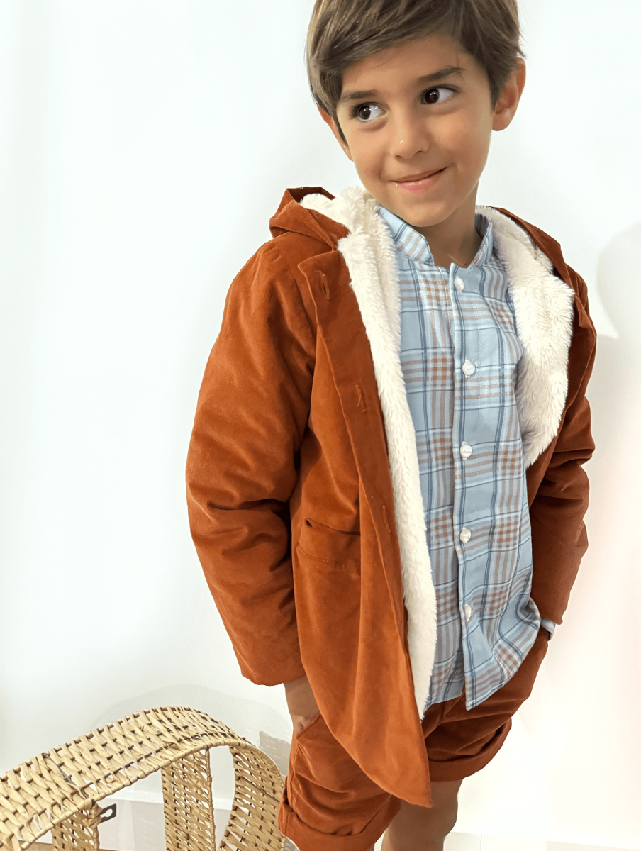Abrigo niño de pana teja - Imagen 2