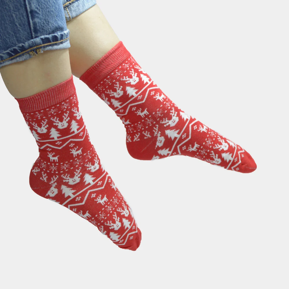 Calcetines de Navidad Unisex Renos Rojo - Imagen 3
