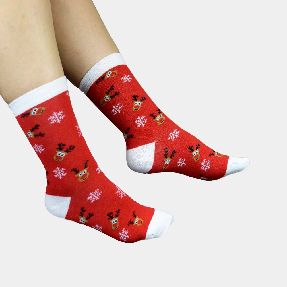 Calcetines de Navidad Unisex Rojos Reno Rudolph - Imagen 3