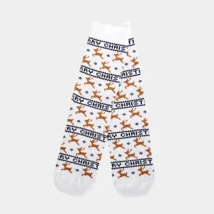 Calcetines de Navidad Unisex Elegantes Blancos con Renos