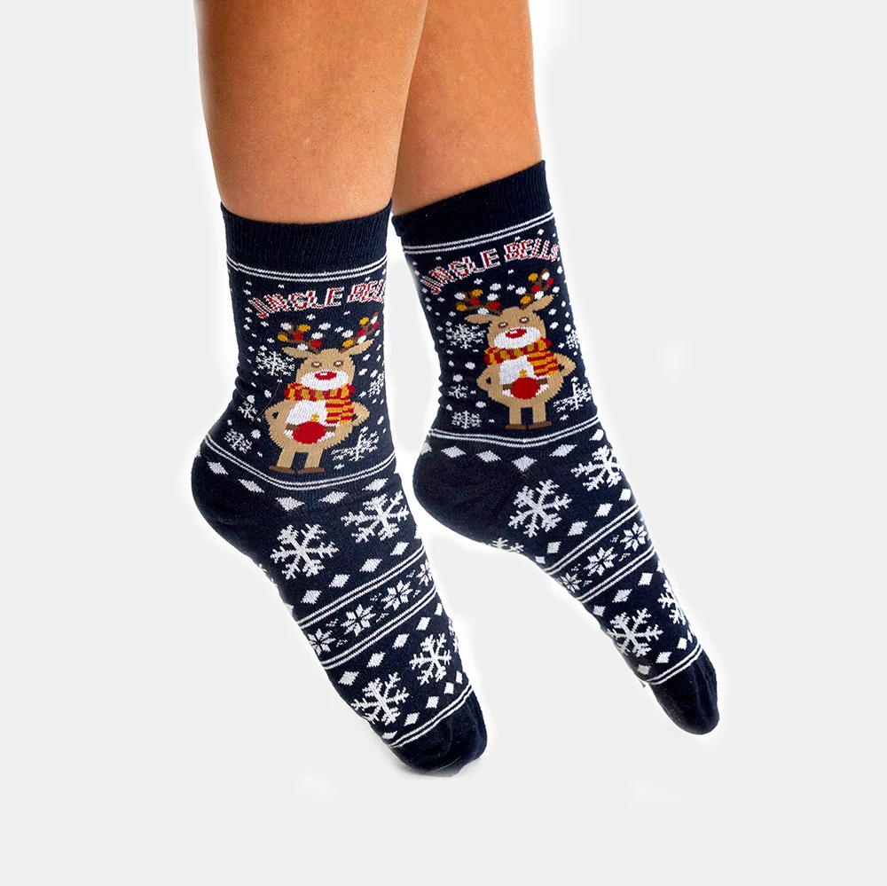 Calcetines de Navidad Unisex con Reno y Nieve - Imagen 3
