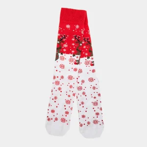 Calcetines de Navidad Unisex Rojos Reno con Bufanda