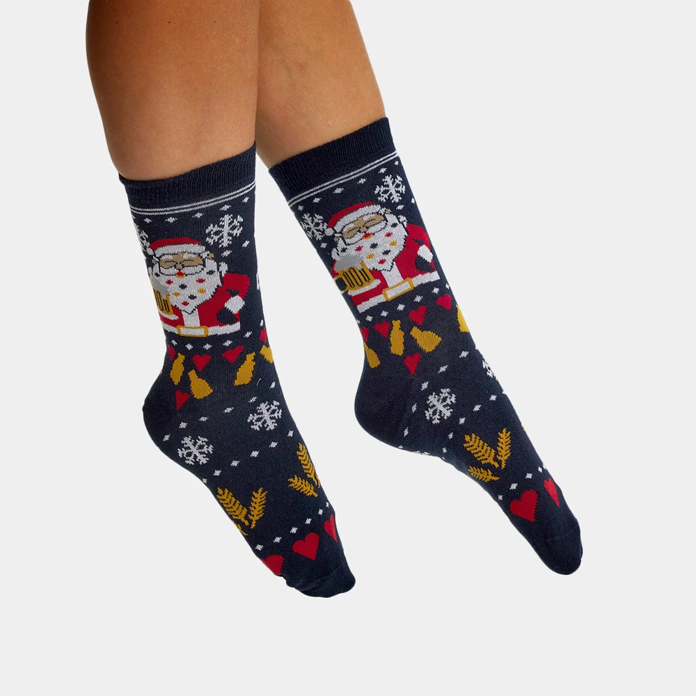 Calcetines de Navidad Unisex Santa con Cerveza - Imagen 3