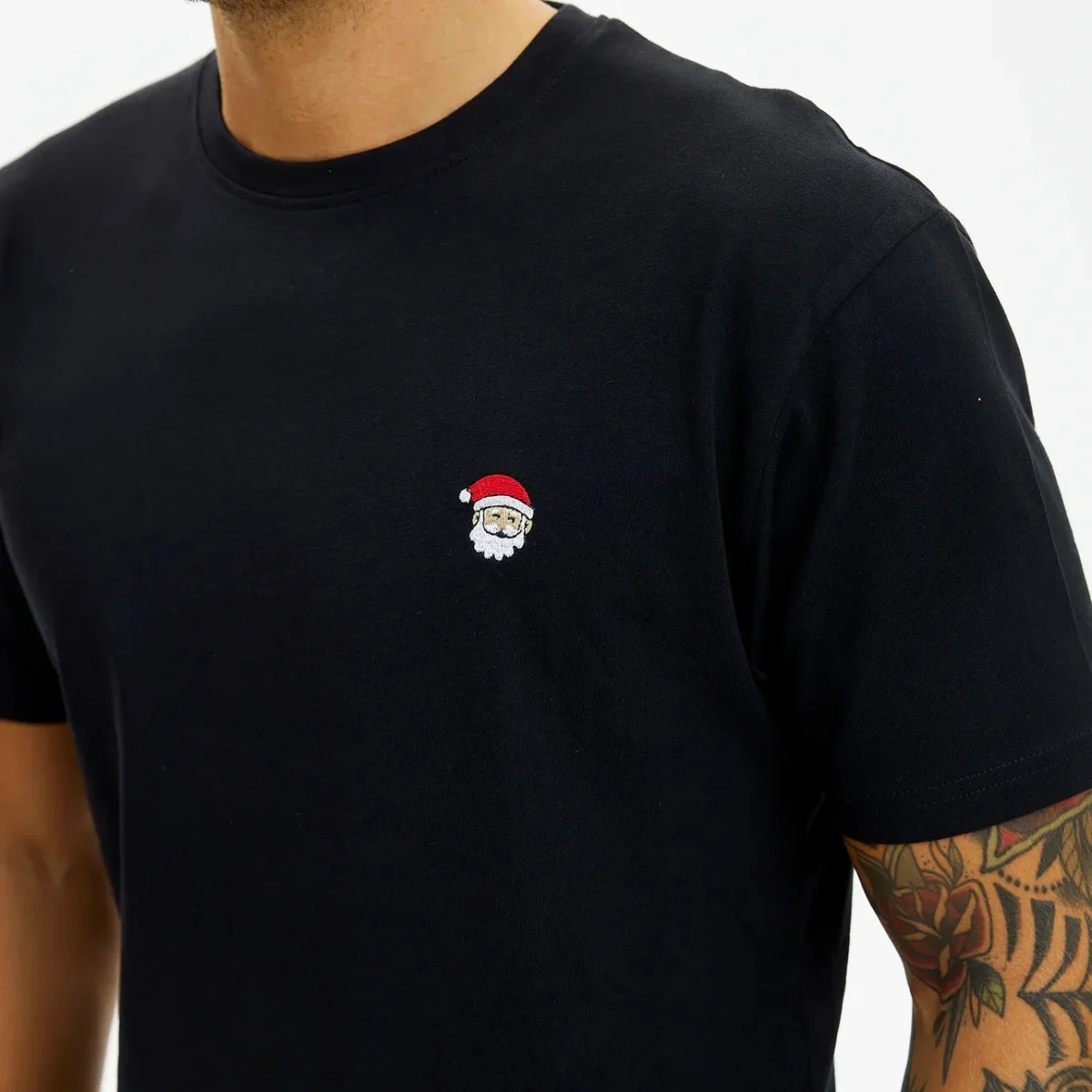 Camiseta de Navidad para Hombre y Mujer Negra Santa Algodón Orgánico - Imagen 4