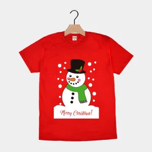 Camiseta de Navidad para Familia Roja con Muñeco de Nieve