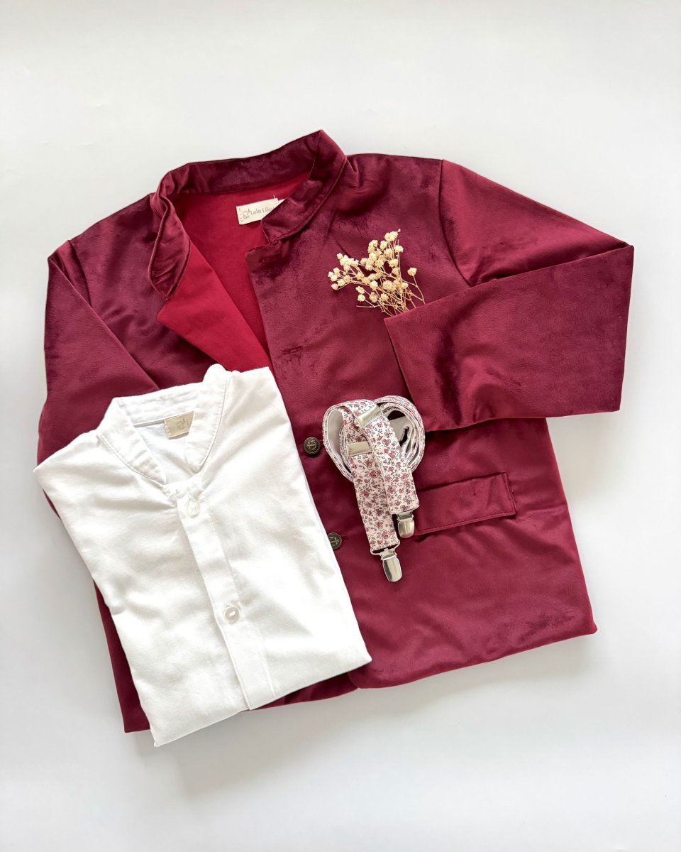 Chaqueta terciopelo granate forro liso - Imagen 5