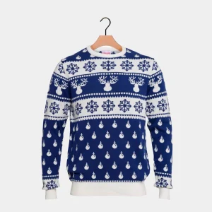 Jersey de Navidad con Renos y Nieve Azul - Diseño 2023