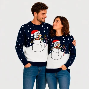 Jersey de Navidad Azul Marino Muñeco de Nieve