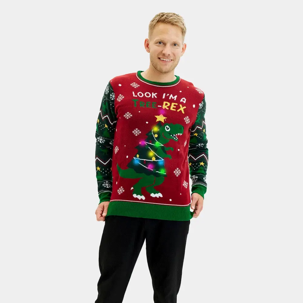 Jersey de Navidad con Luces LED para Hombre Christmas Tree-Rex - Imagen 3