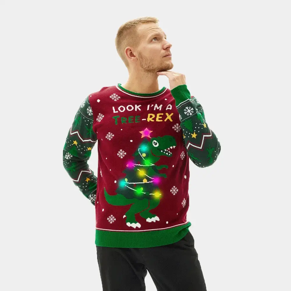 Jersey de Navidad con Luces LED para Hombre Christmas Tree-Rex - Imagen 2